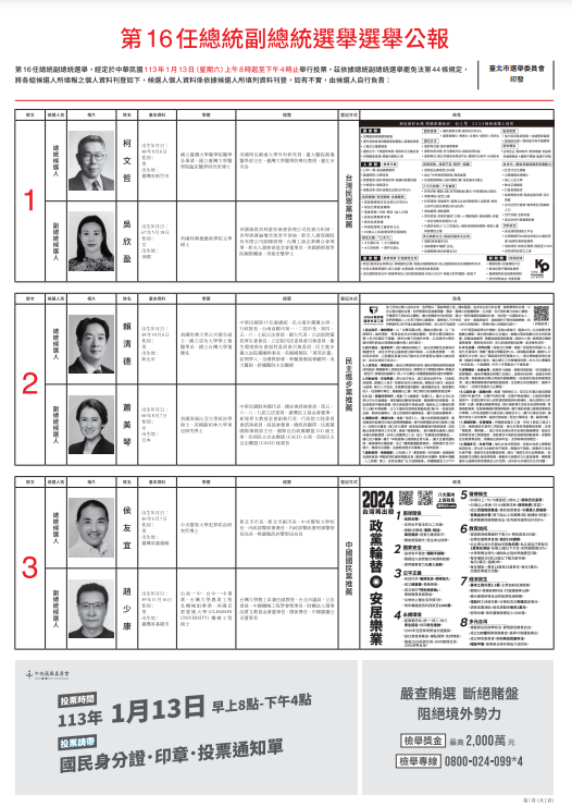 快新聞／紙本選舉公報陸續發放！中選會也公告「網路版」　3方式可查詢