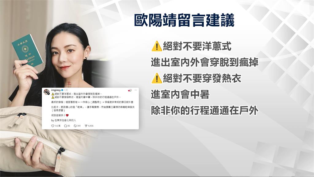 洋蔥式OUT!日本東京冬天旅遊 女星建議別穿發熱衣