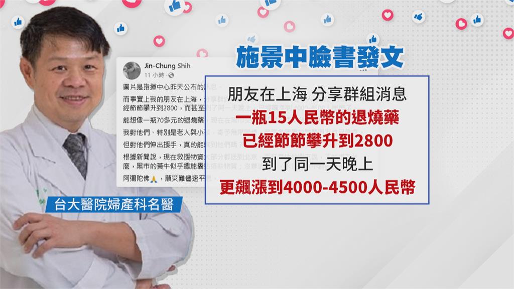 嚇死人!台大醫發文曝70元止痛藥 上海黑市飆到「這價錢」