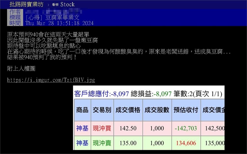 他買00940成分股「想吃嫩豆腐」！虧損8千「急喊畢業」網看傻：快回來