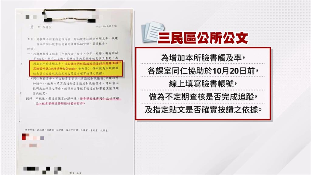 要求基層交臉書帳號掀反彈 高雄三民區長遭拔官
