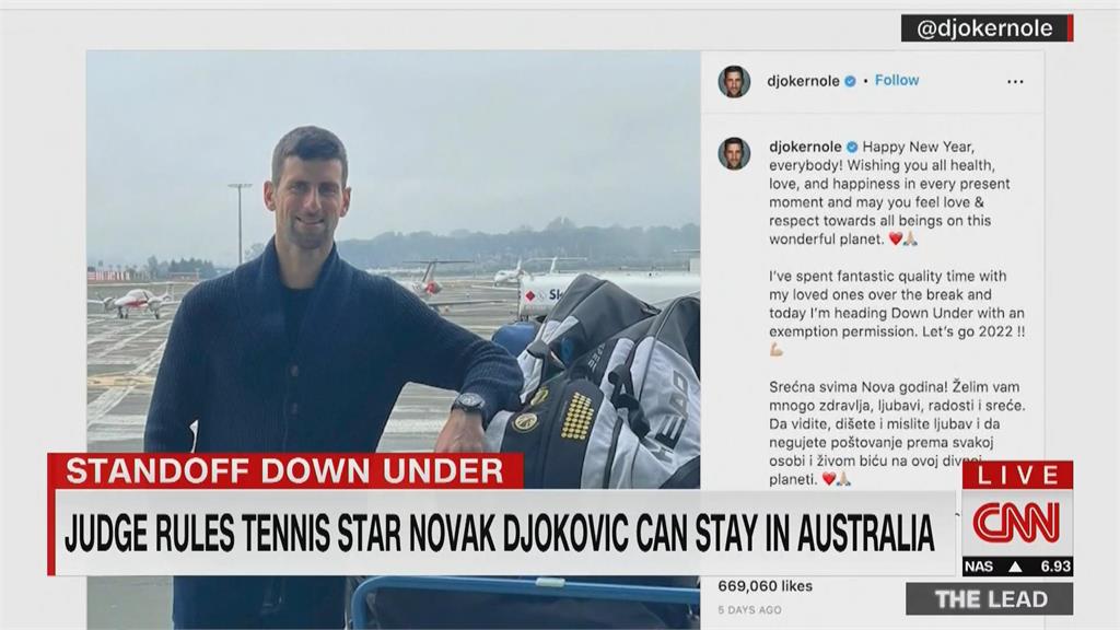 喬科維奇重返澳網球場　PO文「我想留下來」