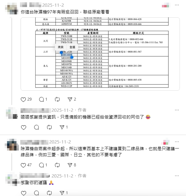 他曝半夜驚見「除濕機燒起來」險釀禍!台電揭「3禁忌+3地點」一次看