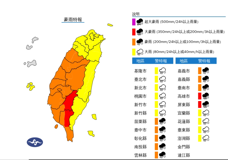 丹娜絲颱風快閃「從桃竹出海」!20縣市豪大雨特報「陸警解除」時間曝光