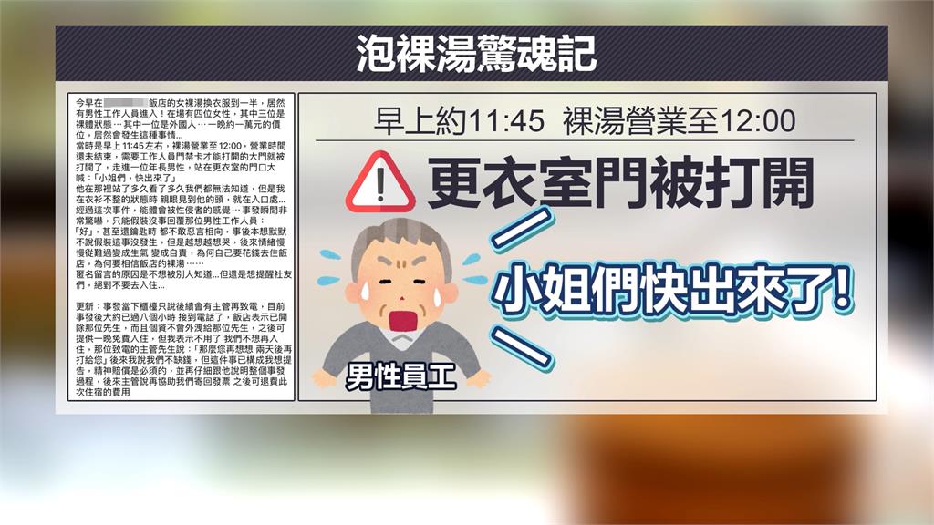 宜蘭五星飯店女裸湯區 男員工突闖入稱清場