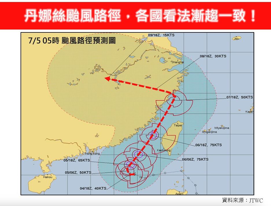 颱風丹娜絲「穿台灣海峽」貼陸地北上!專家揭撲台影響「雨勢最猛日」曝光