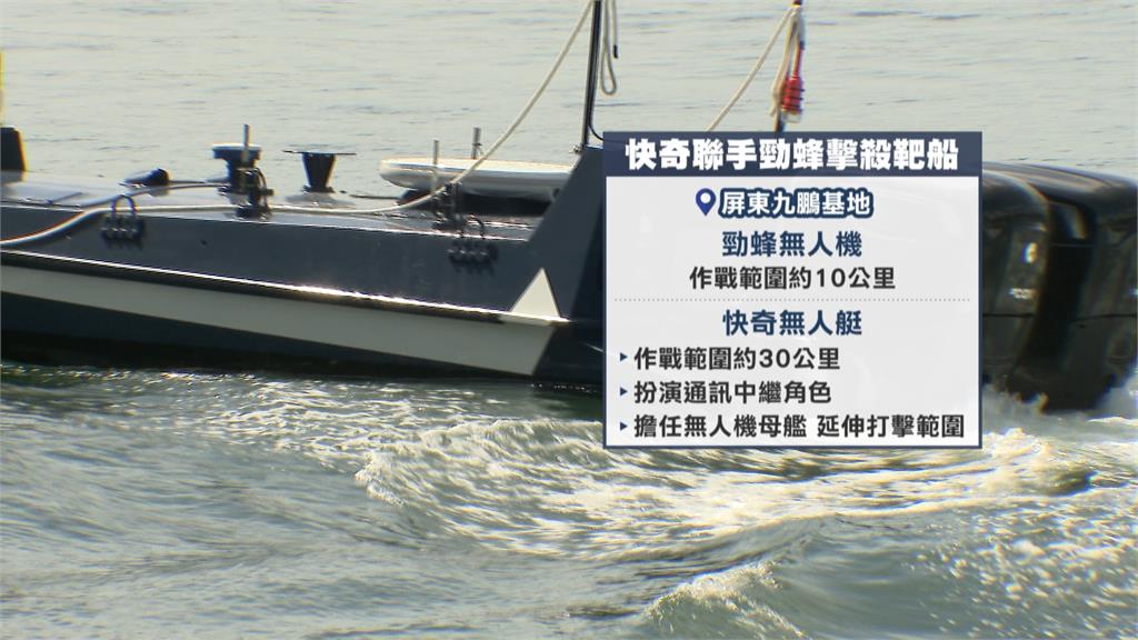國防自主新里程碑　快奇無人艇搭勁蜂無人機　成功命中靶船