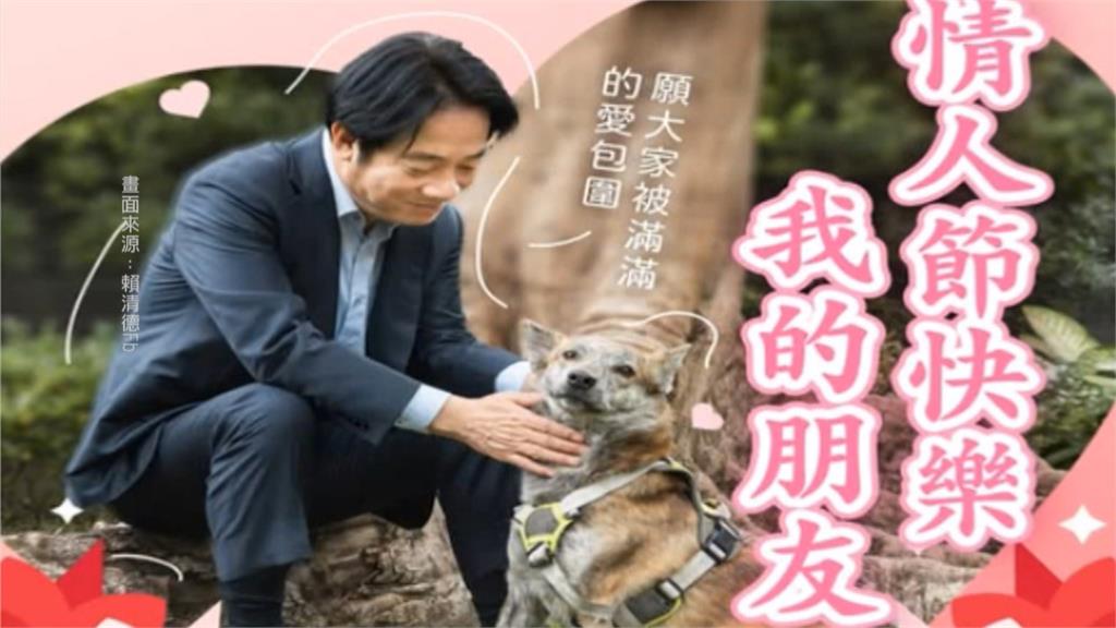情人節放閃！賴清德揪斑斑合照　林佳龍貼撩人語錄