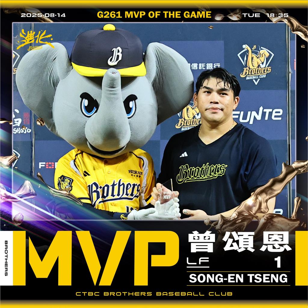 中職(影)／中信兄弟曾頌恩關鍵一擊致勝！賽後MVP頒獎台流下男兒淚網友讚爆